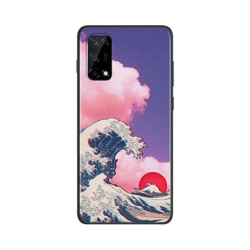 japanese wave art for realme v15 x50 x7 x3 superzoom x2 c17 c11 c3 7i 7 6i 6s 6 5 narzo 20 5g pro soft phone case free global shipping
