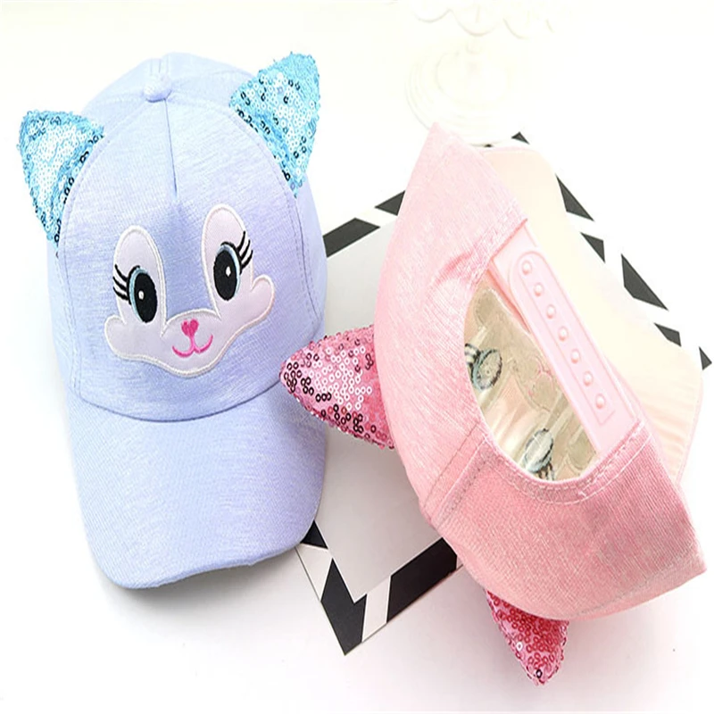 Новые детские милые хлопковые бейсбольные кепки с кошачьими ушками для девочек