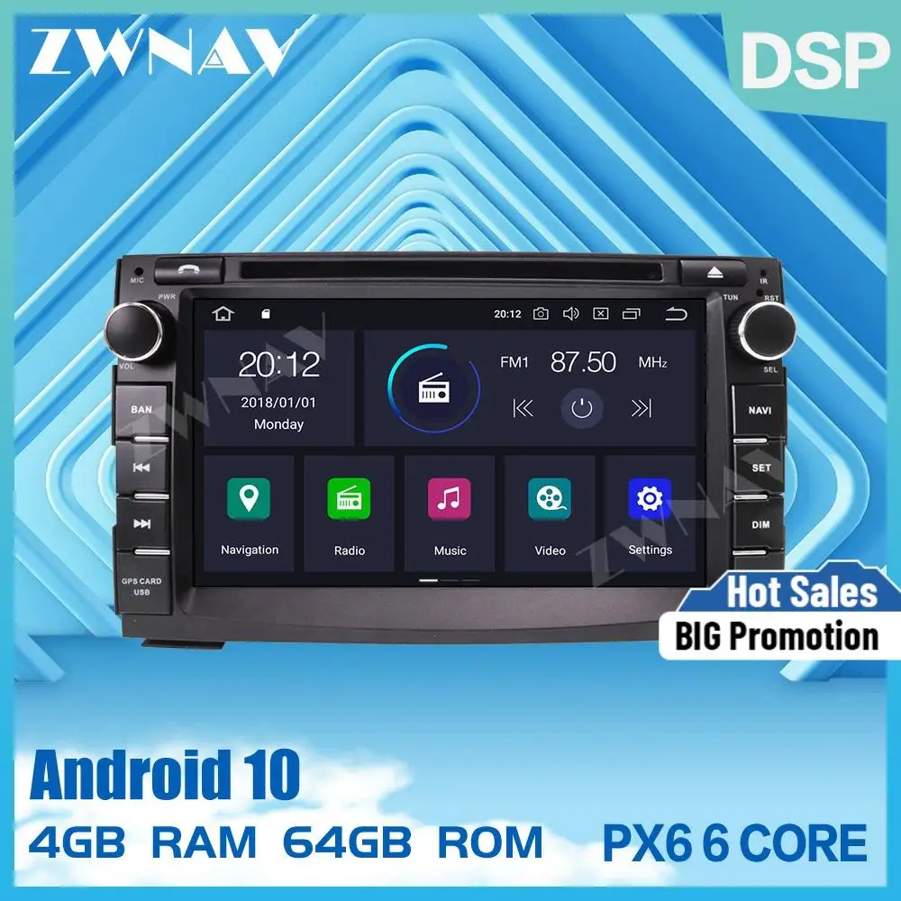 Автомобильный DVD плеер PX6 DSP 4 Гб + 64 ГБ Android 10 0 радио GPS Glonass навигация для kia ceed 2009 2017
