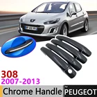 Черная накладка на дверную ручку из углеродного волокна для peugeot 308 sw cc RCZ 2007  2013 2008 2009 2010 2011 2012 автомобильные аксессуары, набор хромированных стикеров