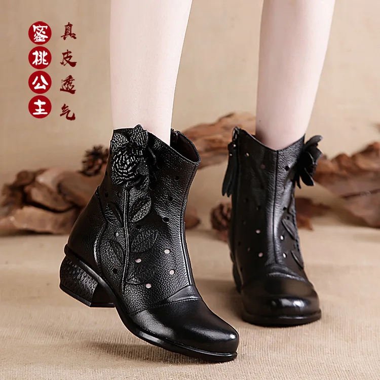 

Женские ботинки из натуральной кожи, в стиле ретро