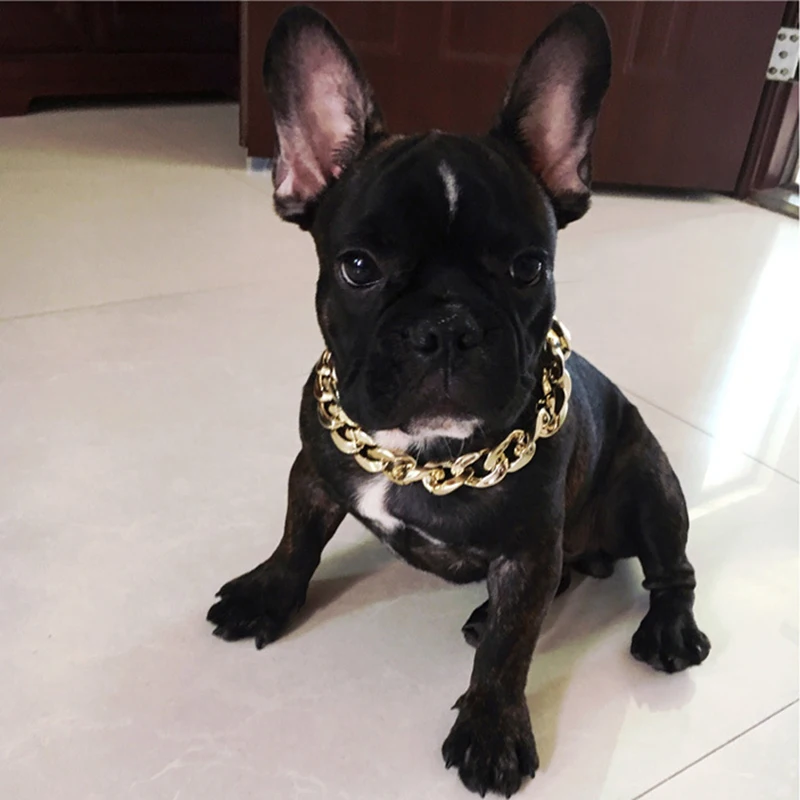 

Pet Dog Necklace Plated Gold Chain Personalized Adjustable Dog Collar For Bulldog Training Dog Jewelry Pet Accessories