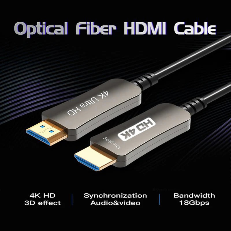 Cable óptico compatible con HDMI 4K 2,0 fibra 60HZ 3D 5m 10m 15m 20m 30m 40m 50m 100m para TV HD LCD portátil PS4 proyector ordenador