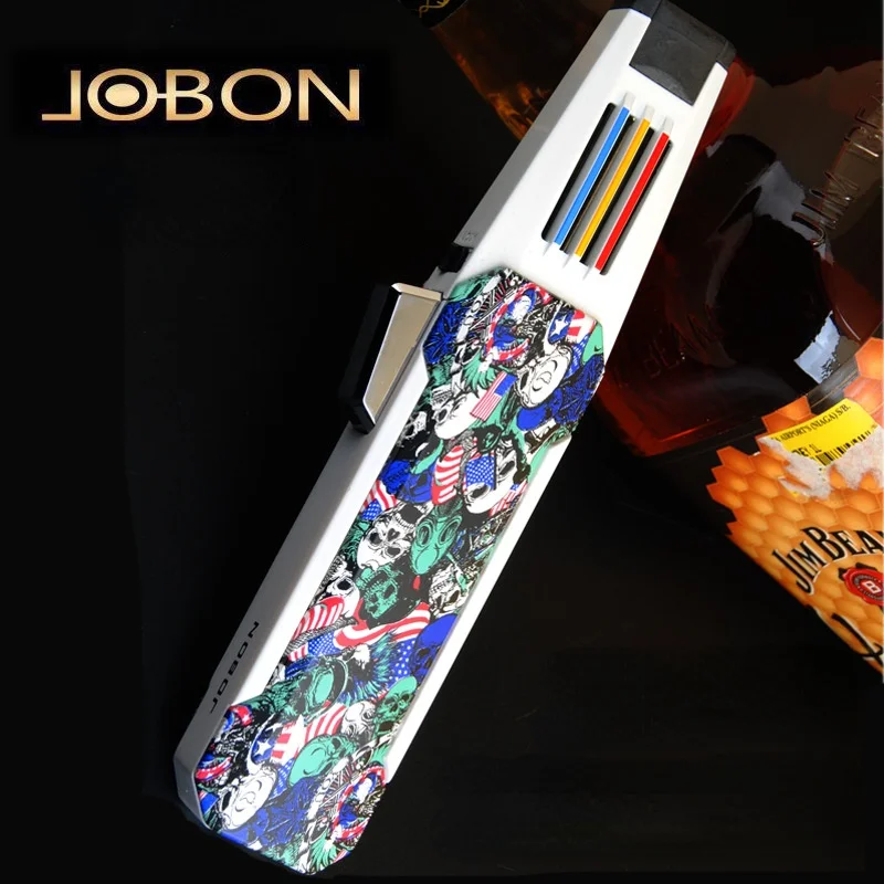 Enlarge Jobon New Style Spray Gun Cigar Lighter Windproof 1300C Powerful Flame Turbo Torch Lighter Outdoor BBQ Kitchen Butane Lighter