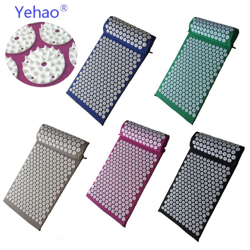 

Yoga Massage Cushion Acupressure Mat and Pillow Suit For Body Massager Shakti Pad Spike Mat For Neck Back And Foot Head Massage
