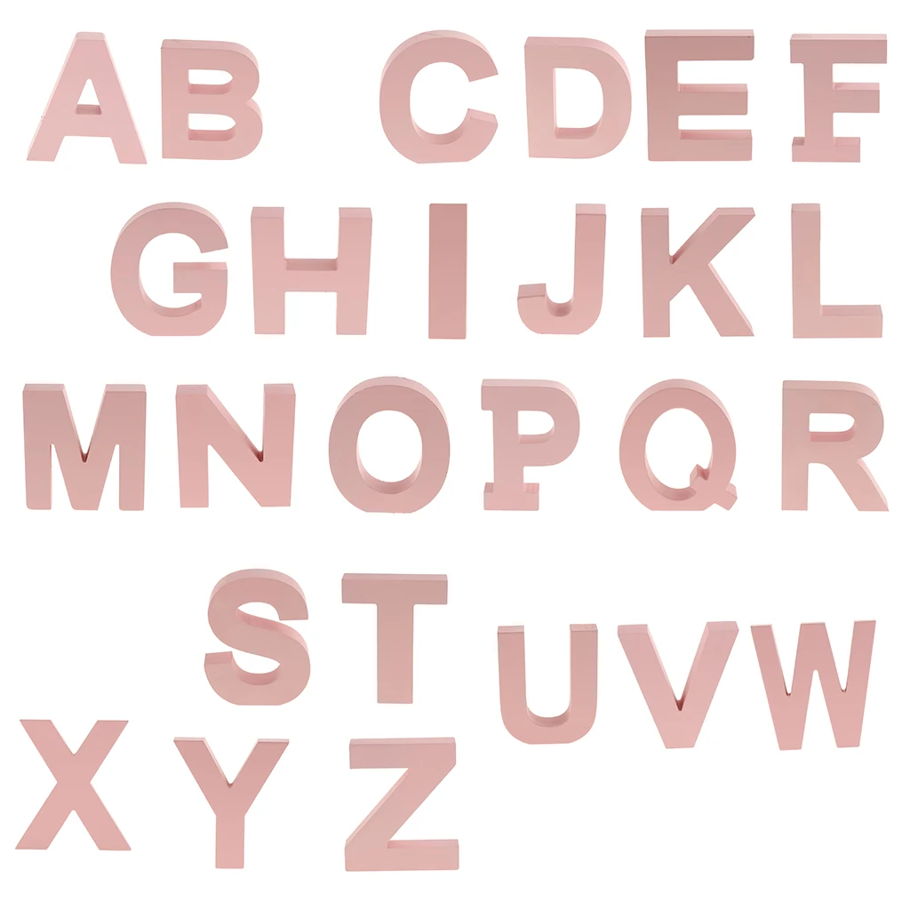

Wooden Pink 26 Alphabet Letters Marquee Letters Wall Door Hanging Sign A-Z for Kids Room Nursery Room Decorations