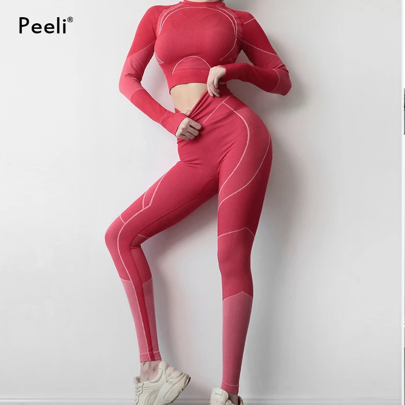 Бесшовный комплект из 2 предметов женский спортивный костюм для йоги