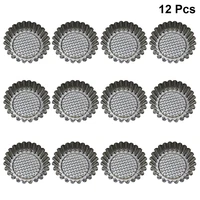 12pcs stainless steel egg tart mold nonstick ripple flower shape cupcake muffin pudding baking cup tartlets pans pastry tools