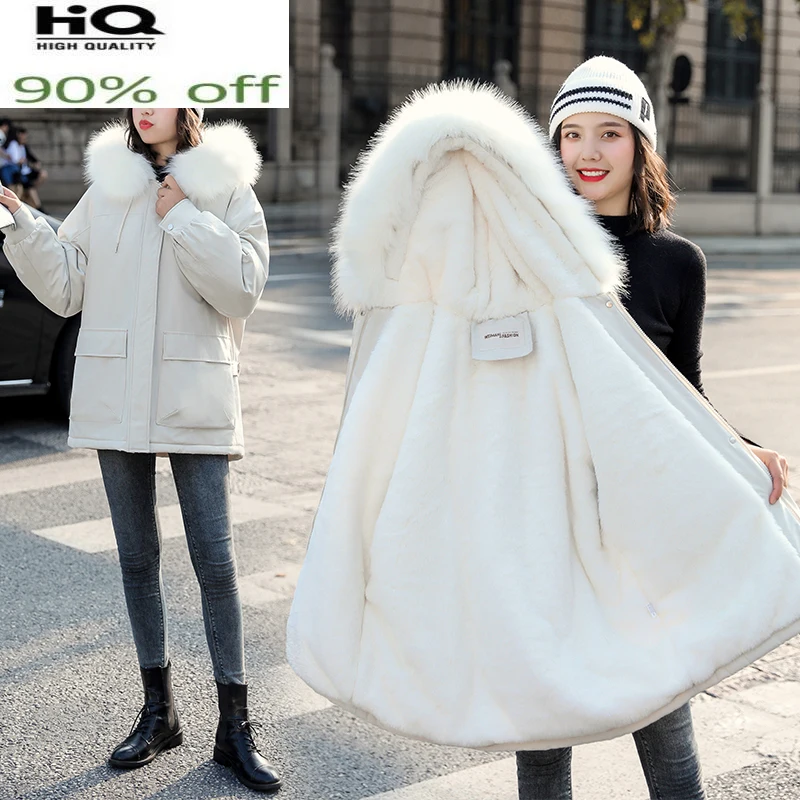 Winter Jacket Women Korean Style Woman Coat Warm Female Parkas Hooded Big Fur Collar Fashion Elegant 2022 Ropa De Mujer Pph1931