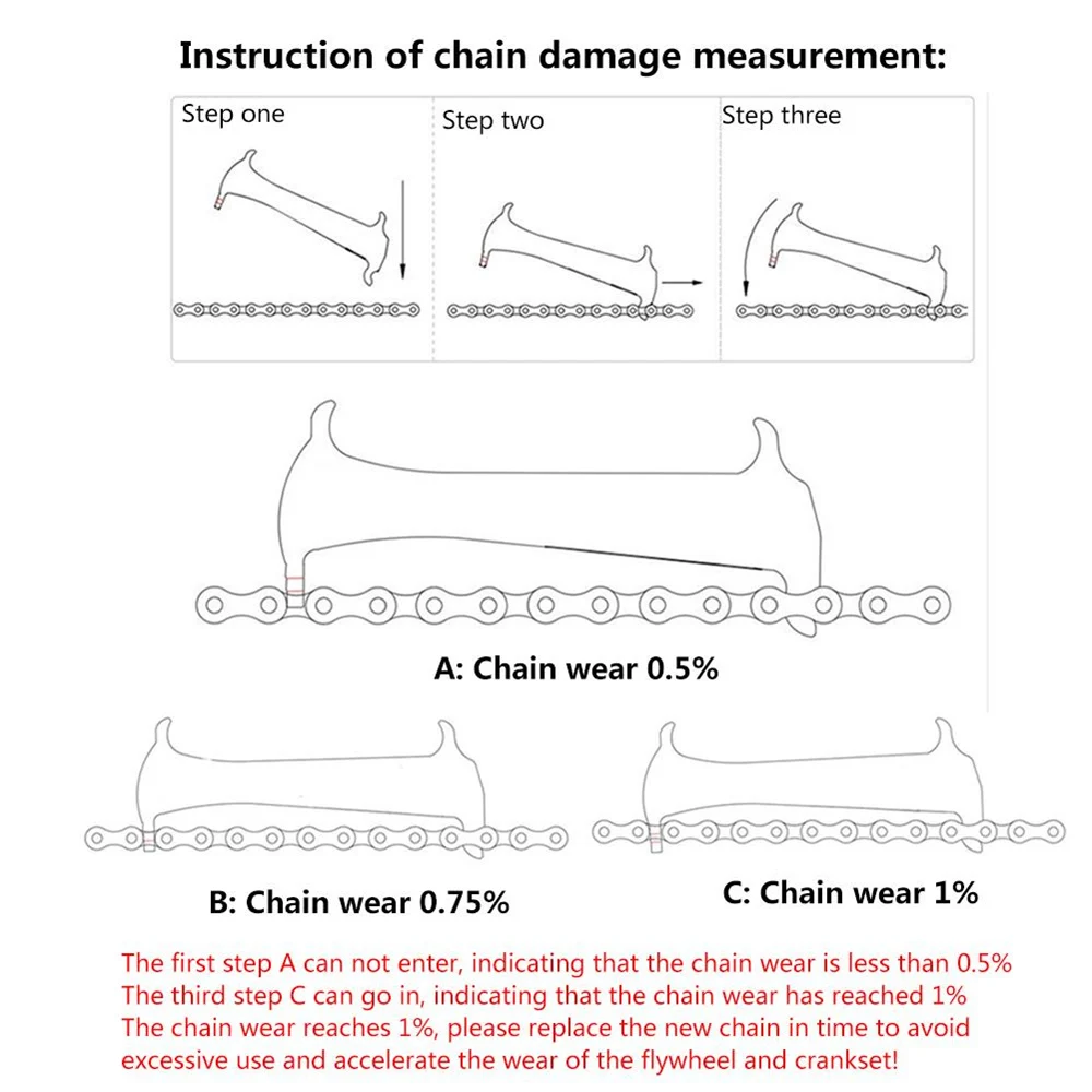 

Bicycle chain Checker Stainless Steel Chain Wear Indicator Multi-Tools For MTB Road Vehicles 1pc Portable