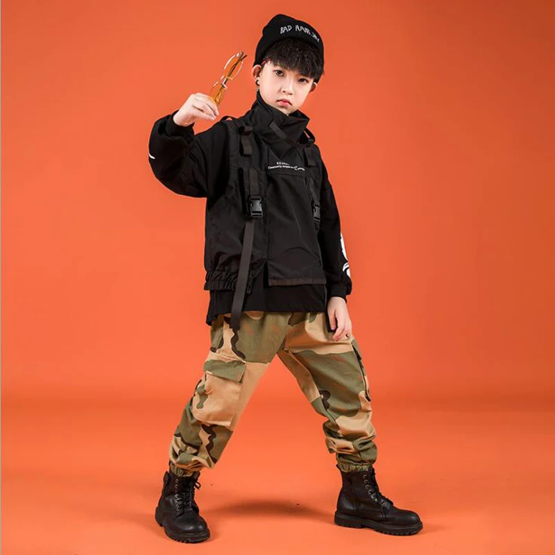 Детская одежда в стиле хип-хоп свитшот рубашка топ камуфляжные брюки куртка