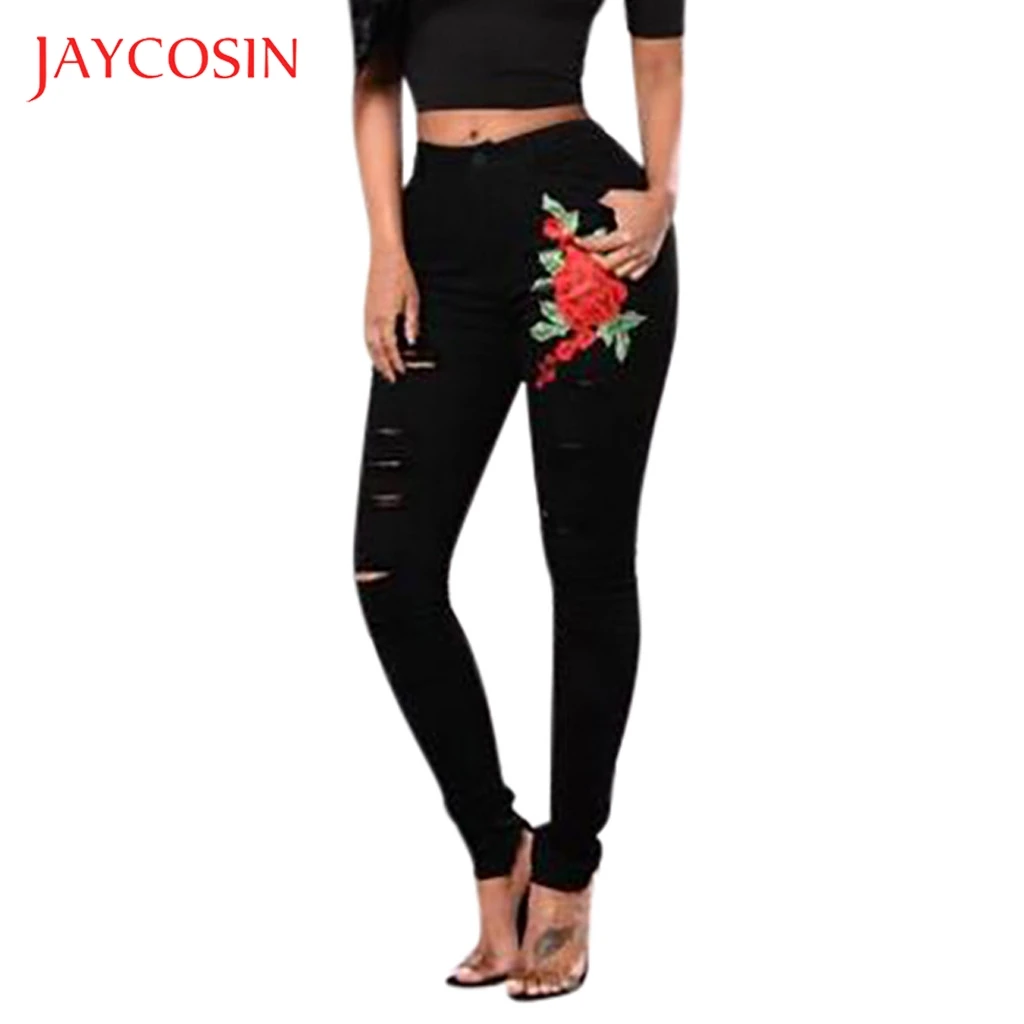 Jaycosin джинсы для женщин, джинсы для мам, винтажные, размера плюс, с вышивкой, с карманами, с дырками, джинсы скинни, женские штаны на молнии, джинсы, mujer
