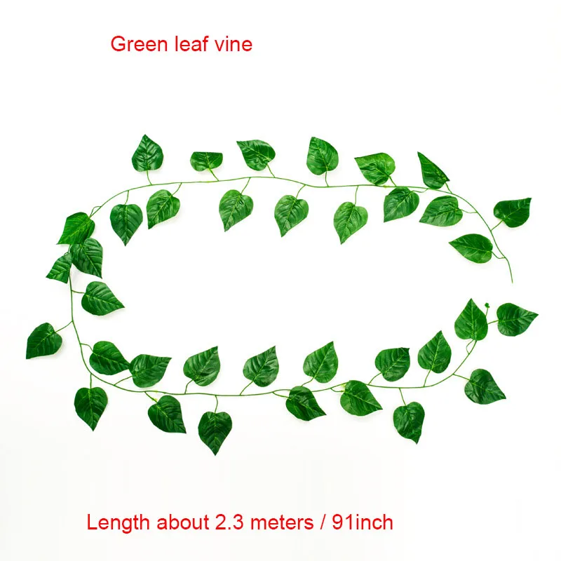 Green leaf vine B 210 см/лот шелковые розы поддельные криперы зеленый лист плюща лоза для дома свадьбы Decora оптом diy Висячие гирлянды искусственные цветы - Цвет: Green leaf vine B