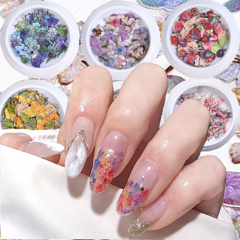 

Dry Flower Nail Art Decoration Spring Summer Fashion Rose Butterfly Fruit DIY Nail Patch Sequins Design Professional Nail Art