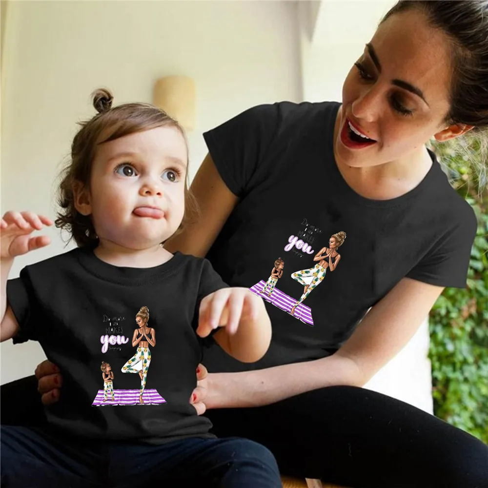 

matching mommy and daughter same family clothes Woman summer clothes 100% Cotton T Shirt Red Black White S-3XL Short Sleeve