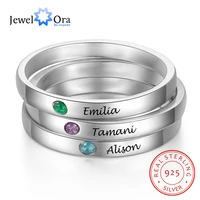 jewelora personalized stackable name ring with birthstone 925 sterling silver customized engraved rings for women fine jewelry