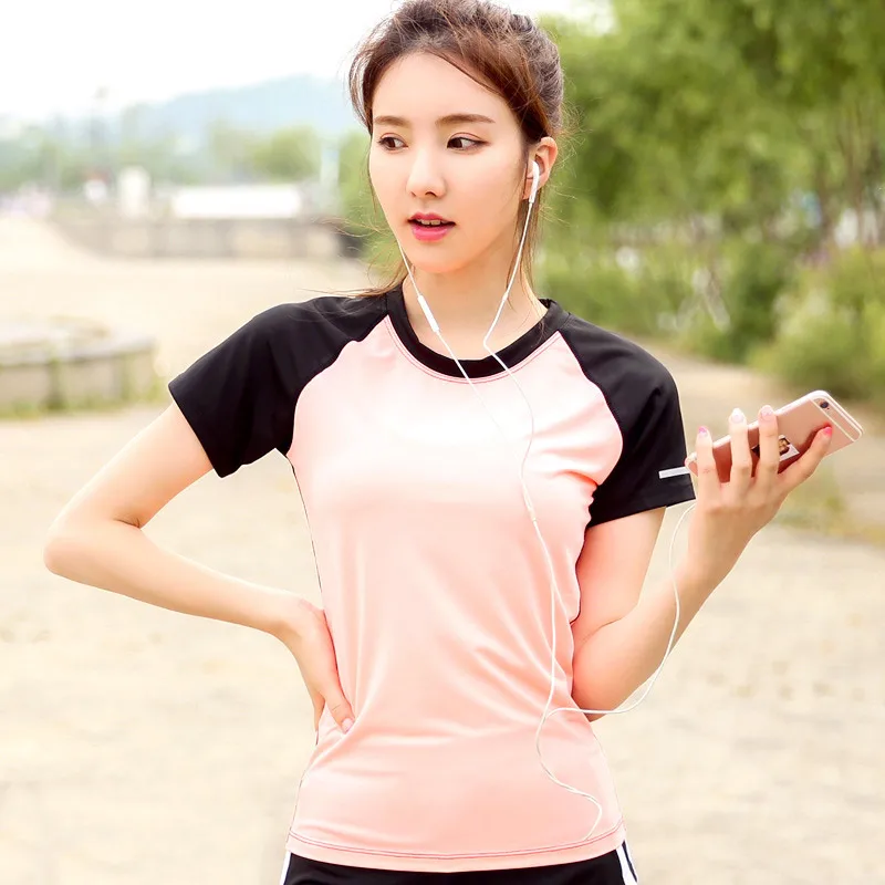 

2021 T-Shirt Female Summer Top Women Slim Sports T-shirt with Short Sleeves Round Neck for Yoga