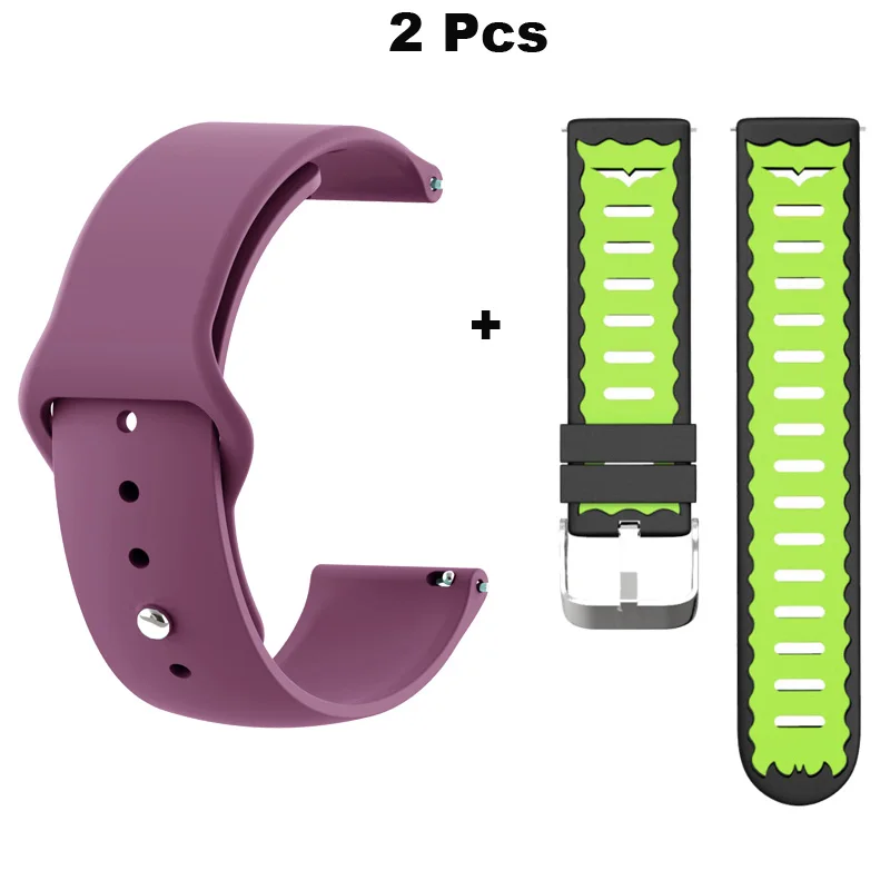Браслет 22 мм для Xiaomi Huami Amazfit GTR 47 мм Pace Stratos 2 ремешок для часов samsung gear S3 Galaxy 46 мм ремешок для часов Correa - Цвет: Purple-Black Green