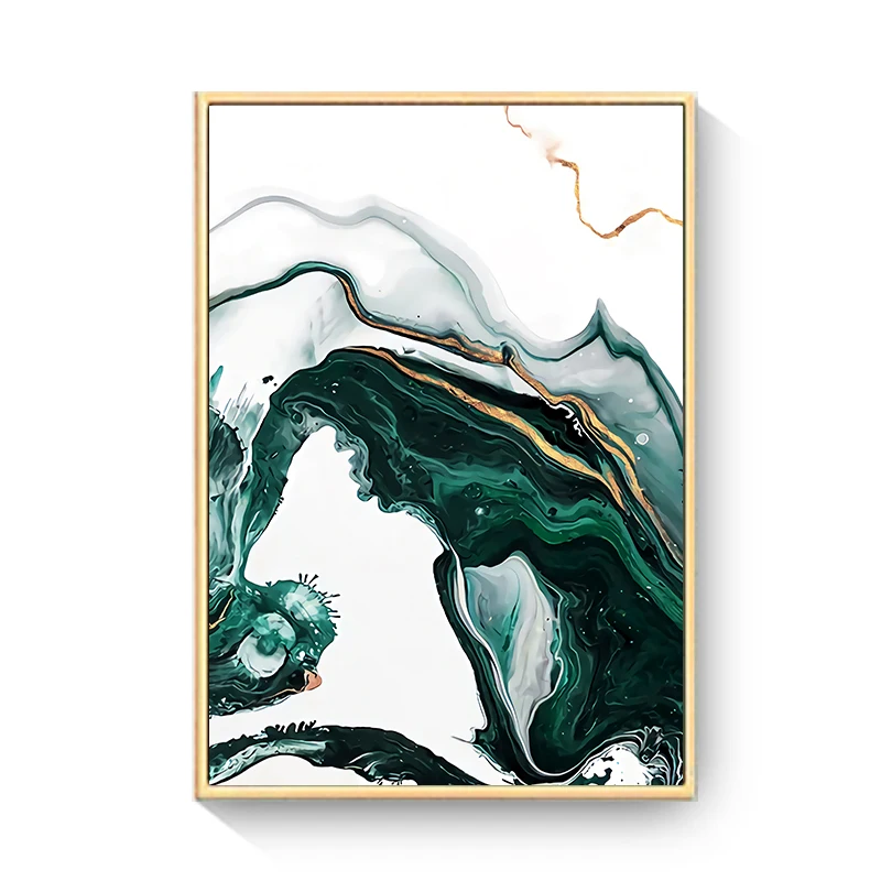 

Modern Minimalist Abstract Canvas Art Paintings Gold Foil Lines Green Texture Wall Posters Prints Living Room Bedroom Decor