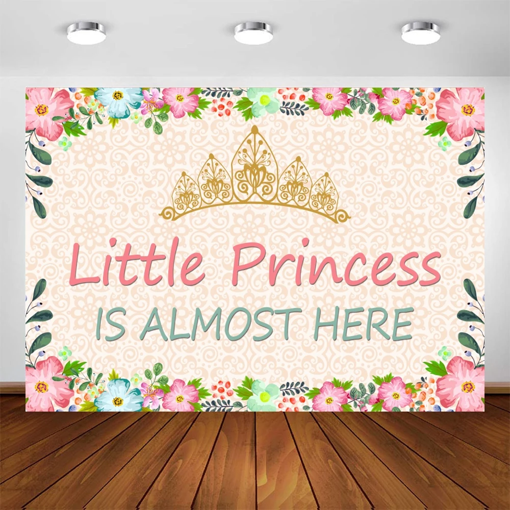 

Yeele Newborn Baby Shower Birthday Party Backdrop Photography Flower Gold Crown Princess Background Photophone For Photo Studio