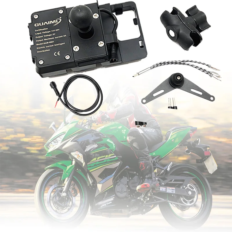 Мобильный телефон навигационный кронштейн USB зарядка водонепроницаемый для Kawasaki