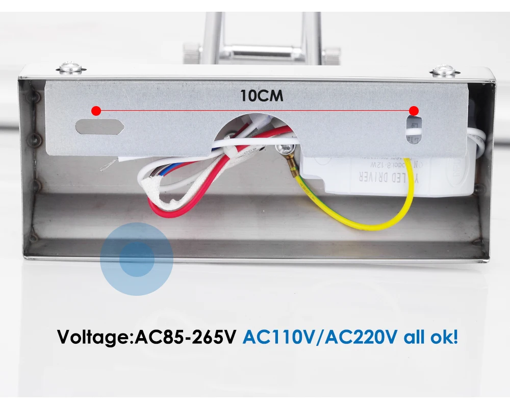 LUCKYLED светодиодный светильник для ванной комнаты 12 Вт 42 см AC90-260v водонепроницаемый бра из нержавеющей стали настенный светильник зеркальный светильник современный настенный светильник