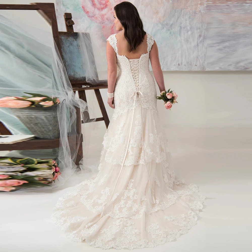 Очаровательные кружевные свадебные платья русалки на заказ многоуровневый