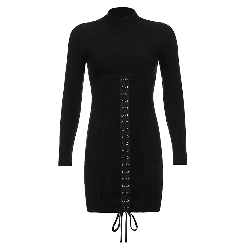 

Rockmore Sexy Bandage Bodycon Dress Women Autumn Winter Club Party Night Party Elegant Black Long Sleeve Mini Dress Autumn 2021