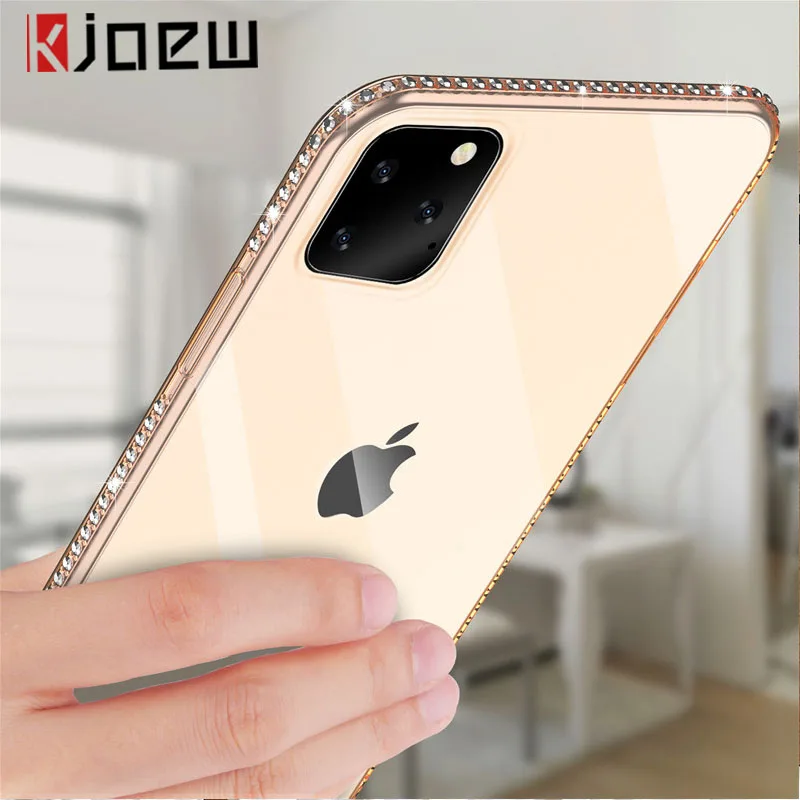 

KJOEW Phone Case For iPhone 7 X XR XS MAX 8 6s Plus 11 12 13 Pro Max Bling Diamond Transparent Crystal Soft TPU Back Cover Cases
