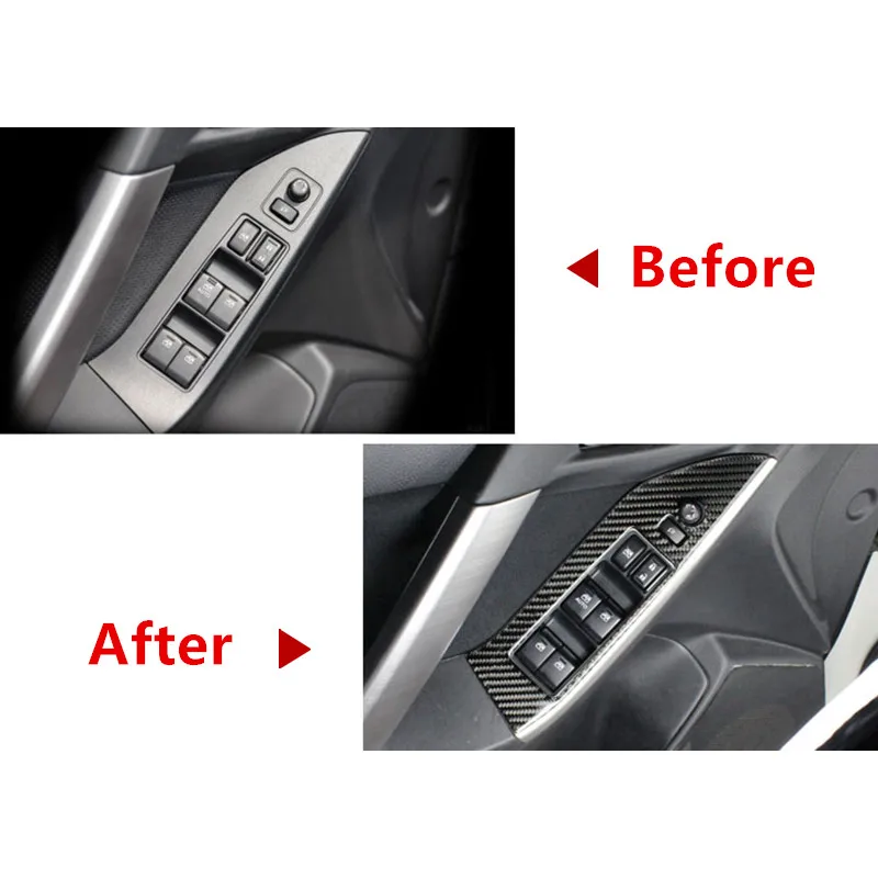 

Window Glass Lifting Buttons Panel Decoration Cover Trim For Subaru Forester 2016-18 Carbon Fiber Car Door Armrest Trim Decals