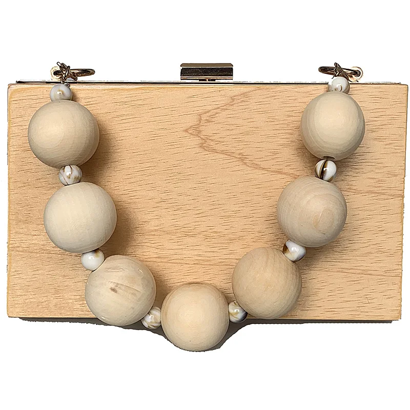 Женская сумка-ведро с деревянной цепочкой Роскошная вечерняя сумочка вечерние