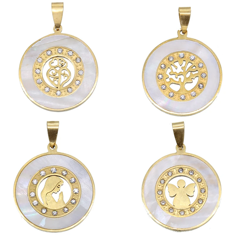 

Модное ожерелье из нержавеющей стали с изображением дерева жизни, Мадонны, Креста, ангела, любовной мир, выцветающее ожерелье «сделай сам», ...