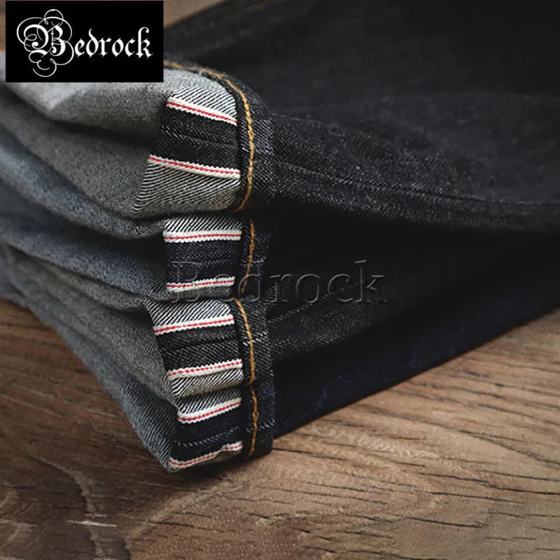 MBBCAR original design casual jeans 14oz vintage heavy blue one washed selvedge denim jeans for men tapered pencil pants 7240