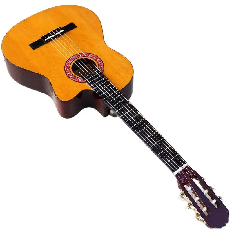 

Classic guitar high gloss orange color cutaway 39 inch 6 string nylon string classic guitar with EQ