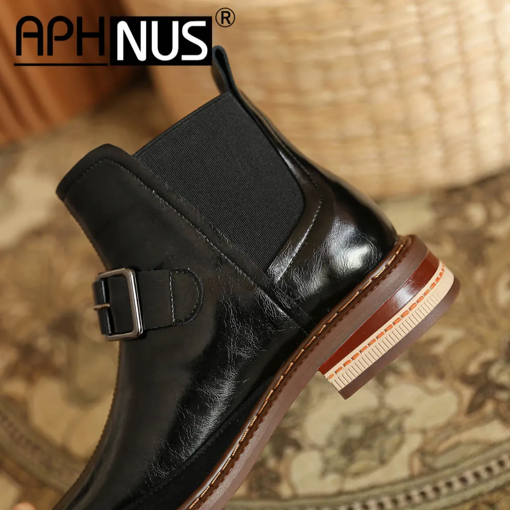 

APHNUS Womens Boots Short Ankle Booties Flats Low Mid Heels Pumps Woman 2020 Shoes For Women New Boot