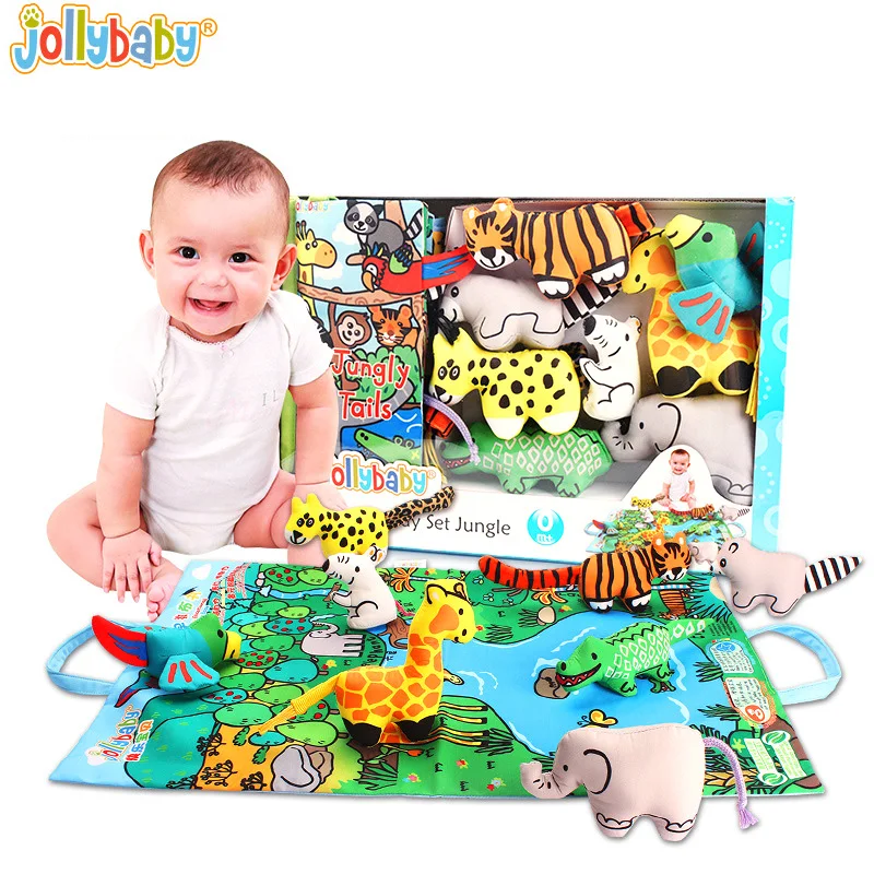 

Jollybaby Baby Infant Toys Baby 3D Cloth Book Early Learning Educational Toys with Animals Tails English Story Books