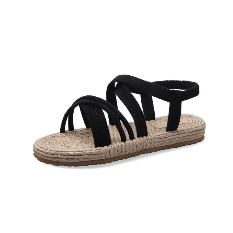 

Clear Heels Low Sandals Woman Leather Suit Female Beige Summer Shoes Open Toe Low-heeled Flat Black Fashion Elastic Band Girls P