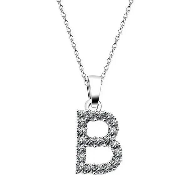 Полный Кристалл 26 английские начальные подвески буквы ожерелья серебряное имя