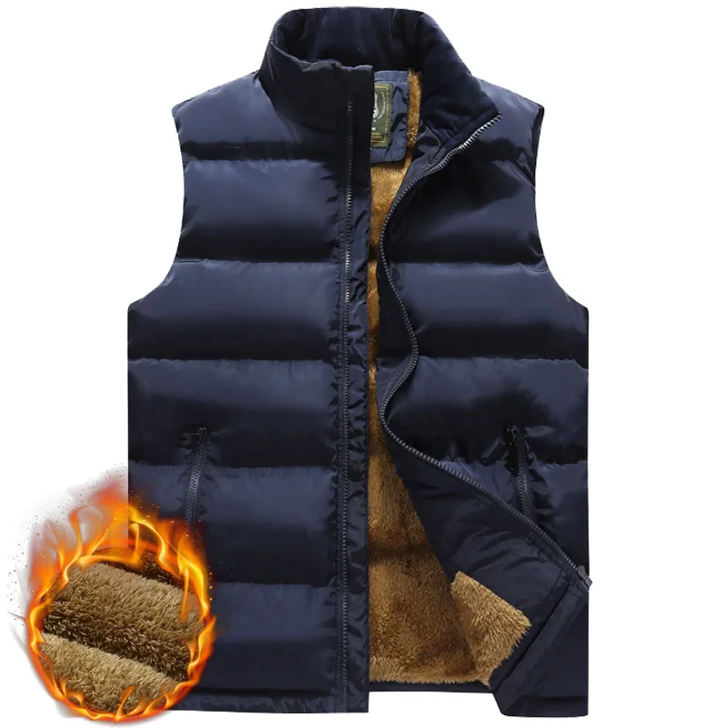 Зима для мужчин повседневная флисовая Толстая теплая куртка без рукавов весна