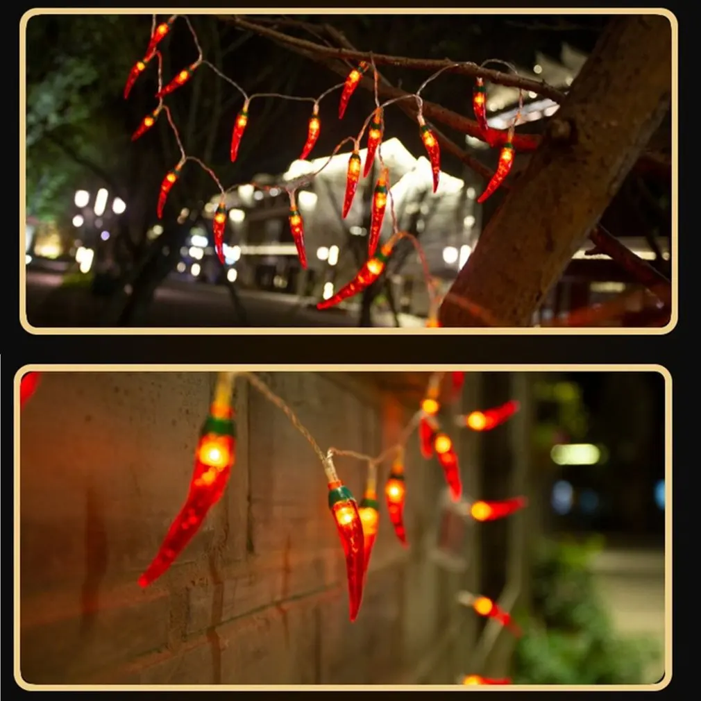 

Hot High Quality 3m 20 Lights Led Red Chili String Light Solar Outdoor Waterproof Courtyard Christmas Decoration Battery Box