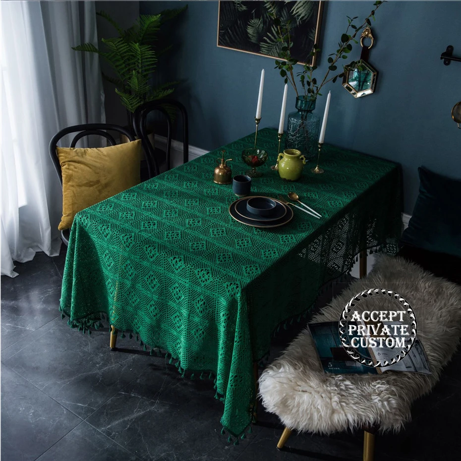 Винтаж Покрывало Русалочка ручная вязка скатерть с ромбовидным рисунком макраме