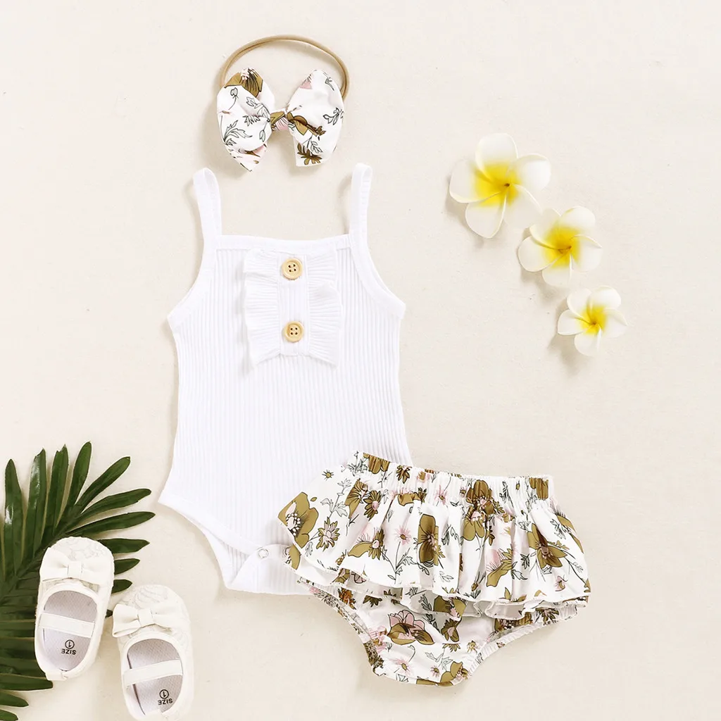 Детский цветочный комбинезон на подтяжках с оборками и шортами летний наряд для