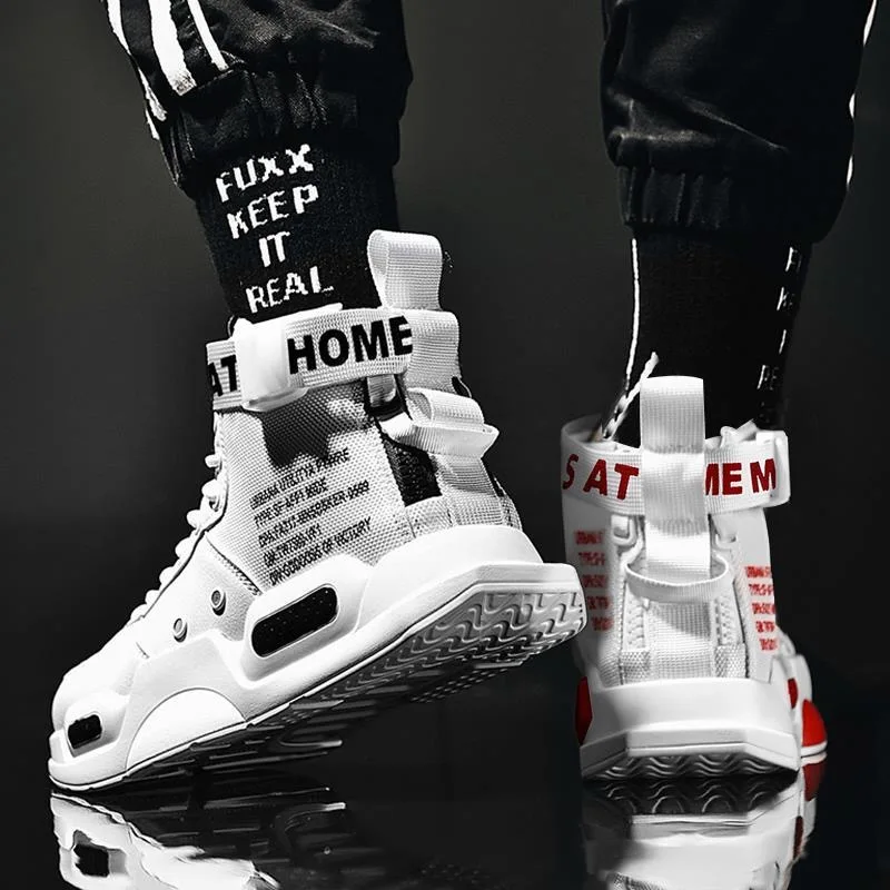 

Men's High Top Fashion Leather Sneakers Trend Hot Sale Comfortable Man Casual Shoes Outdoor Non-slip Breathable Men Shoes