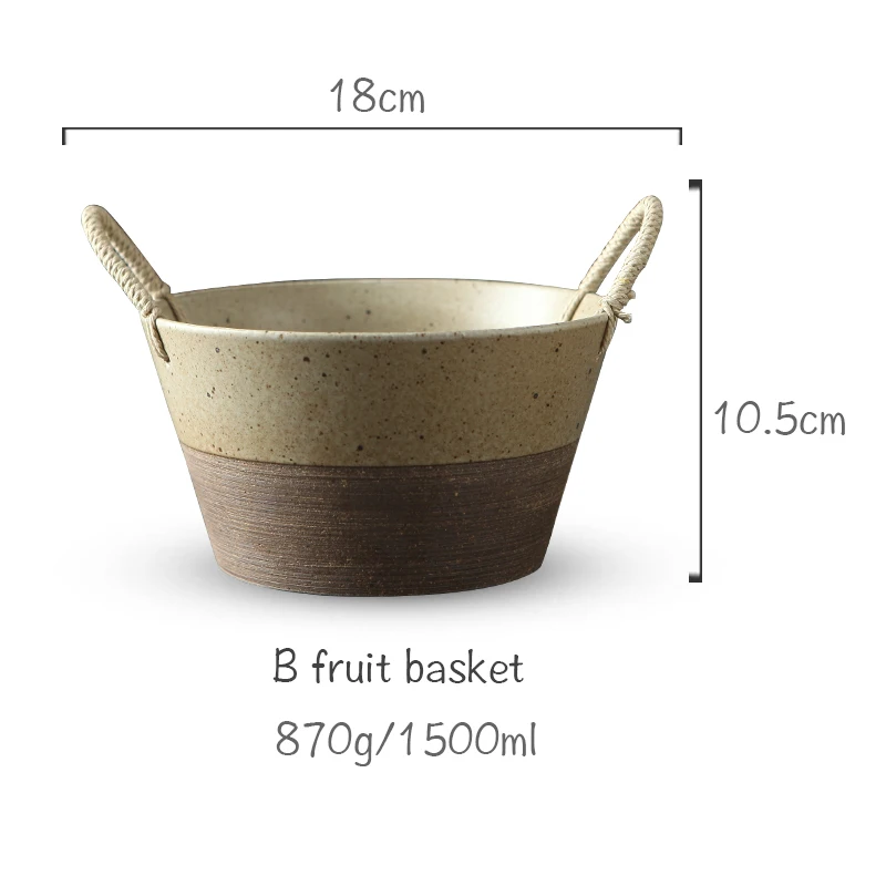 B fruit basket FANTERCY керамические чашки Керамическая Посуда Чаша индивидуальная домашняя ручная работа винтажное эмалированное ведро чаша креативная Земляная посуда - Цвет: B fruit basket