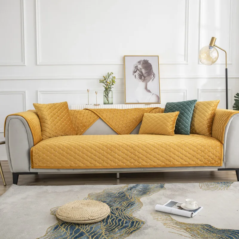 

Winter New Velvet Pure Color Super Soft Sofa Cushion Custom-made Modern Simple Non-slip Sofa Cushion Cover Towel
