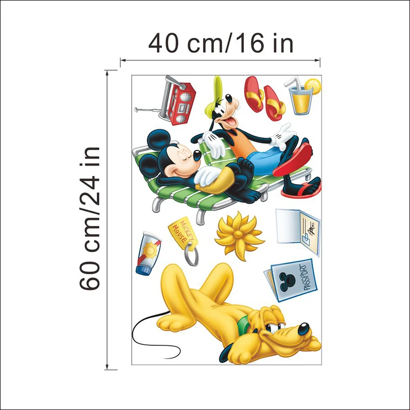 Мультяшные диснеевские Микки Goofy Pluto для отпуска настенные Стикеры детской