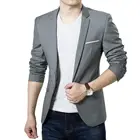 Новинка 2021, повседневное пальто, искусственное пальто, Мужской Блейзер, облегающий официальный деловой костюм на одной пуговице с длинным рукавом, пальто с воротником с лацканами и карманами, топы