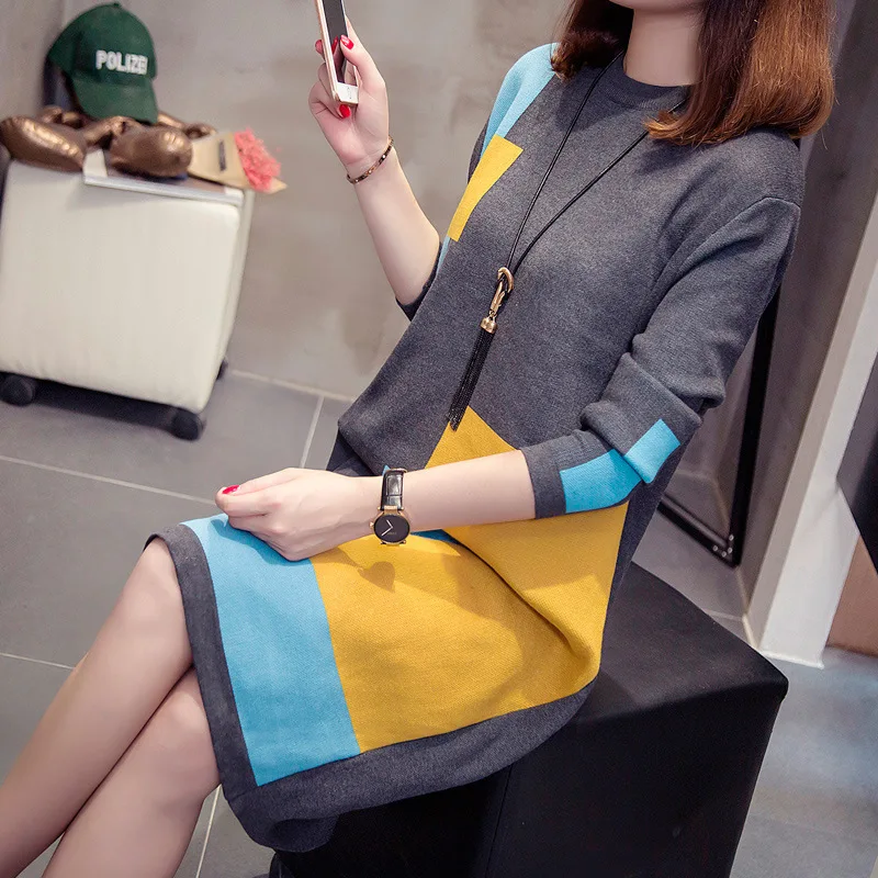 

XL-4XL Plus Size Casual Women Sweaters 2020 Autumn Fashion Geometric Print Pullovers Sweaters Loose Knitting Female Sweaters