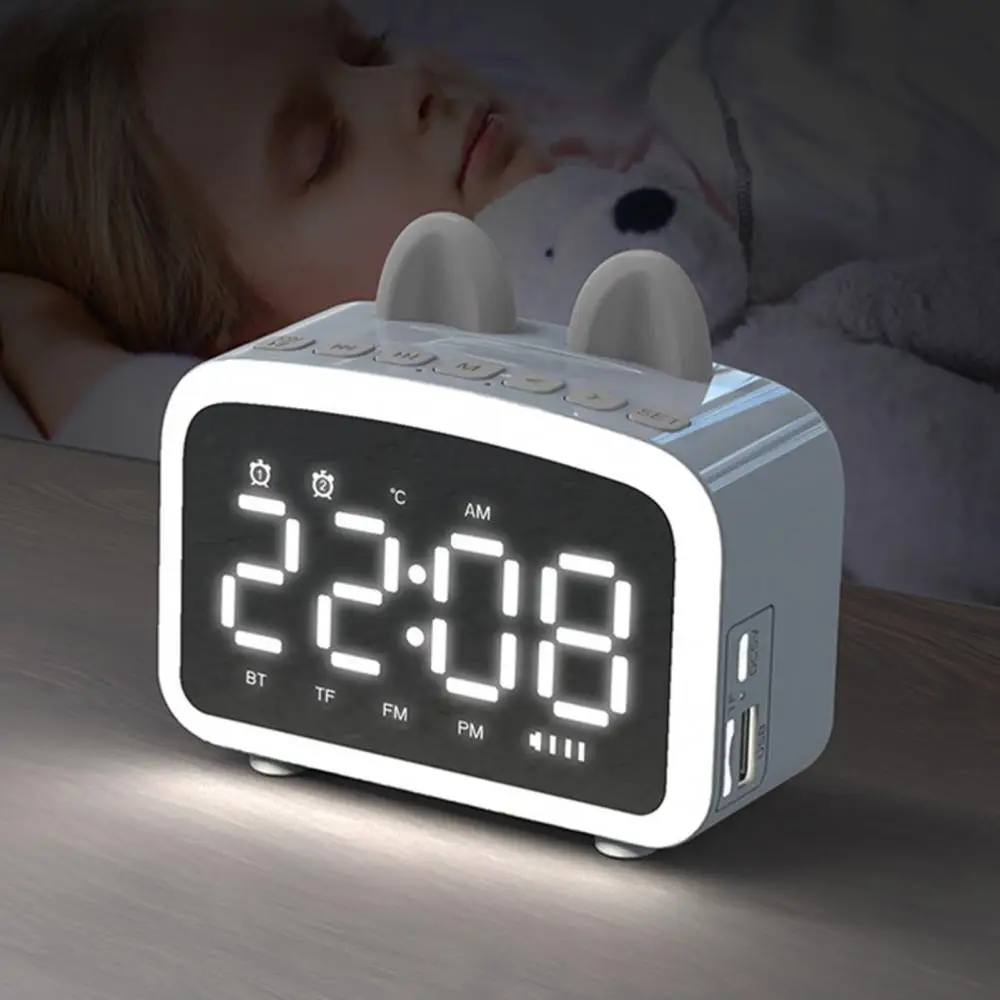 

60% Hot Sales!! Q8 Bluetooth 5.0 Wireless Multi-function Speaker LED Light Alarm Clock Mirror
