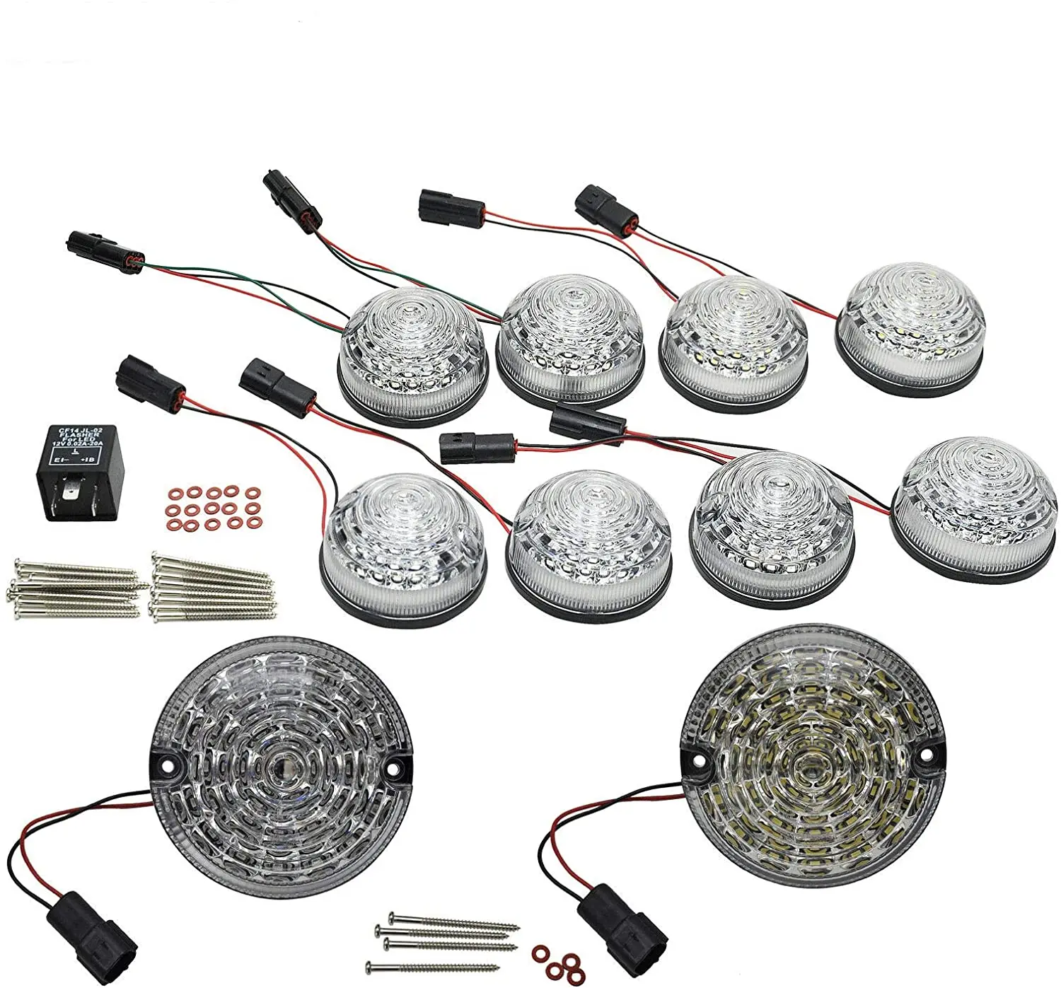 10pcs Clear Lens Multi Front + Rear Fog Lamp Reversing Light Complete LED Defender Upgrade Kit For Land Rover 1990-2016 | Автомобили и